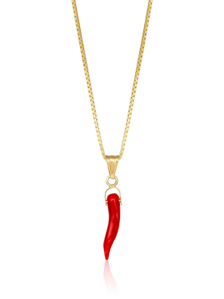 Anacapri 18K Gold Coral Cornicello Necklace | Bella Luck Charms