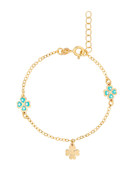 18K Gold Bracelet with Four-leaf Clover Rose Gold