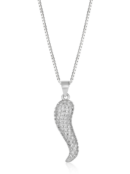 Diamond italian hot sale horn necklace