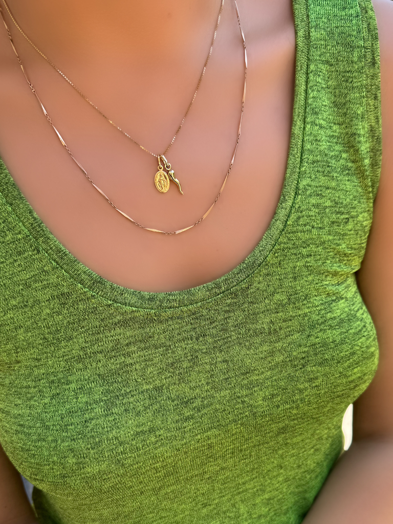 Piccola Grazia Madonna and Cornicello Necklace