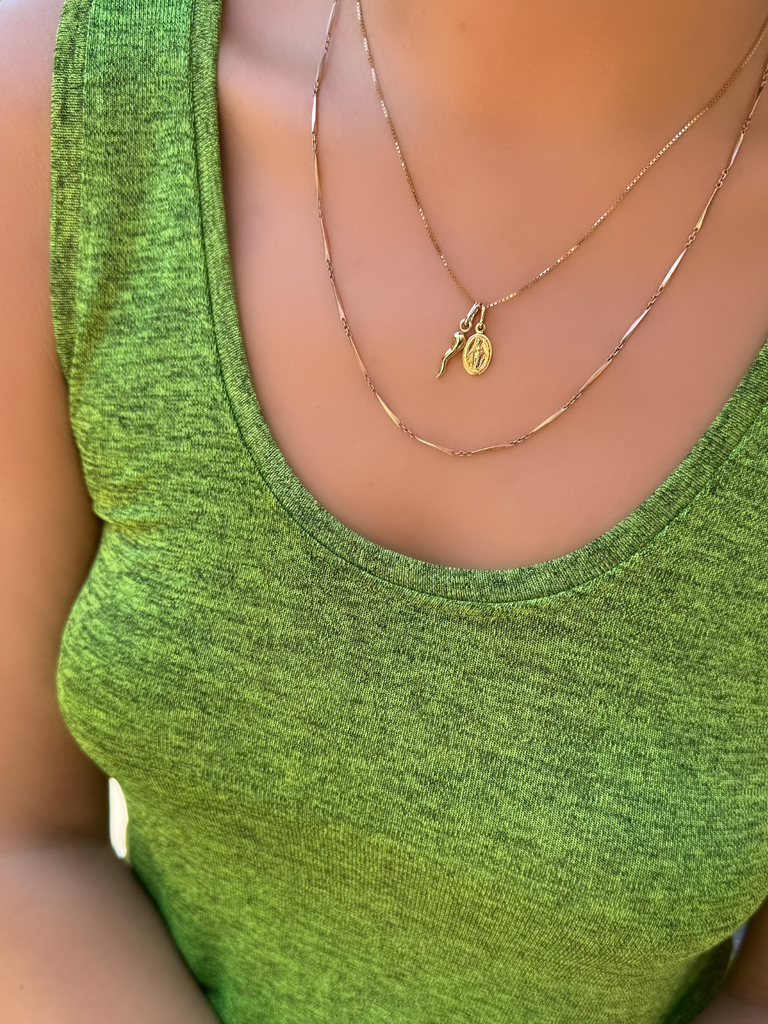 Piccola Grazia Madonna and Cornicello Necklace