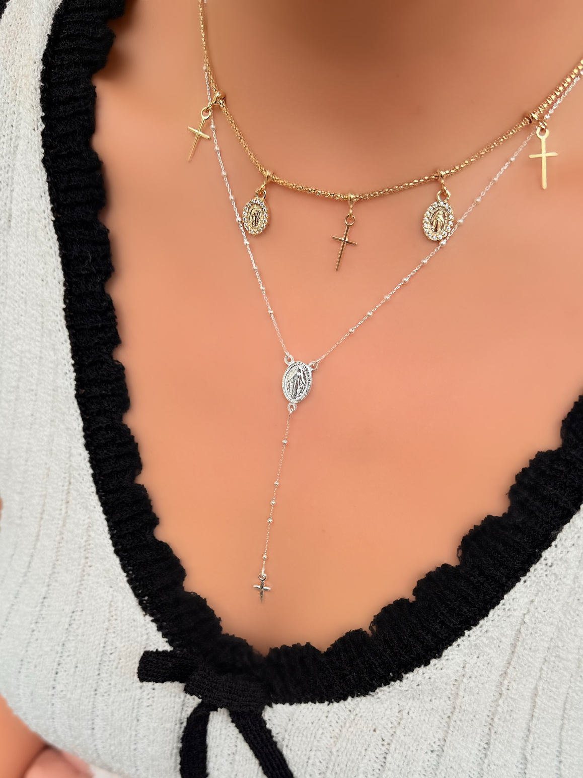 アクセサリー melyne. CONBI ROSARIO NECKLACE Verona Silver Rosary Necklace | Made in Italy | Bella Luck Charms