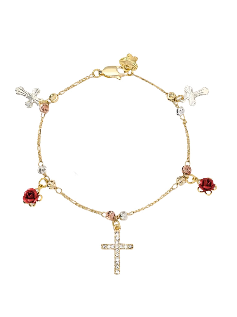 Rosa di Fortuna Cross And Rose Bracelet | Bella Luck Charms