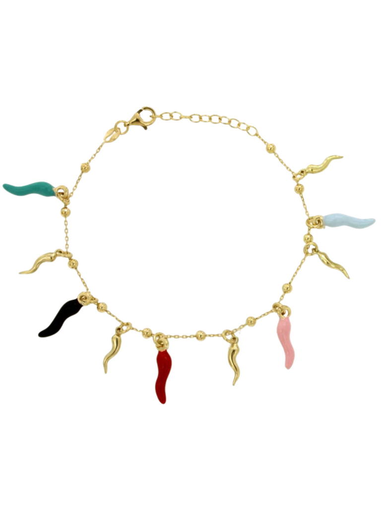 Carnevale Multi Colored Cornicello Bracelet | Bella Luck Charms