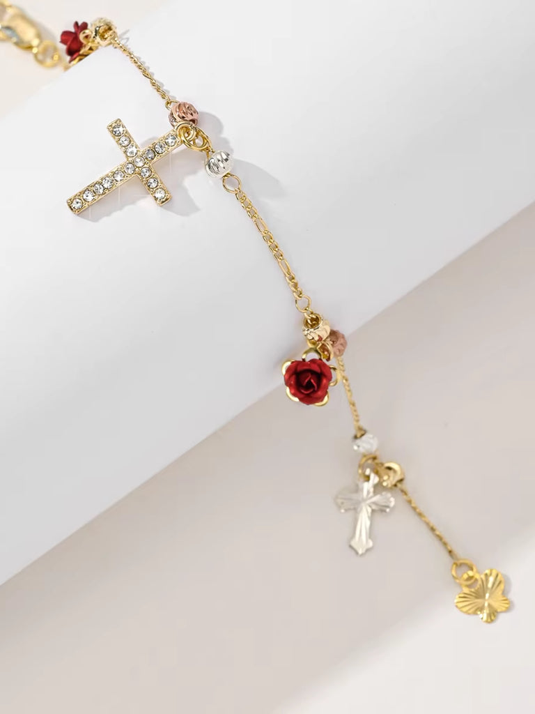 Rosa di Fortuna Cross And Rose Bracelet | Bella Luck Charms
