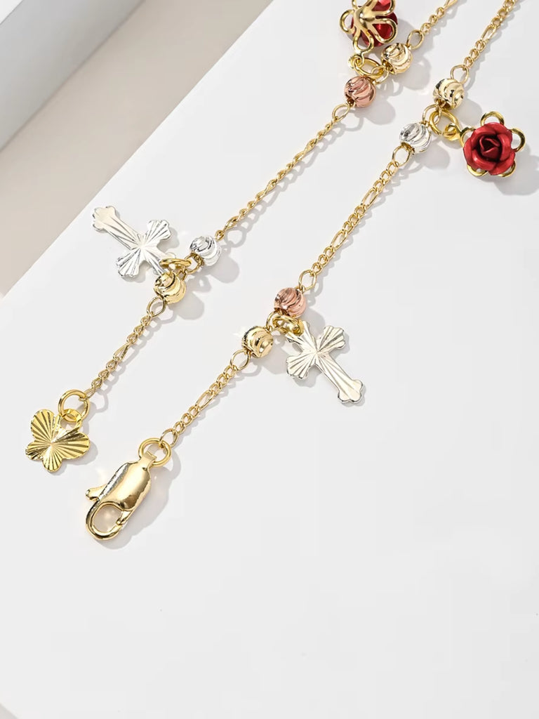 Rosa di Fortuna Cross And Rose Bracelet | Bella Luck Charms