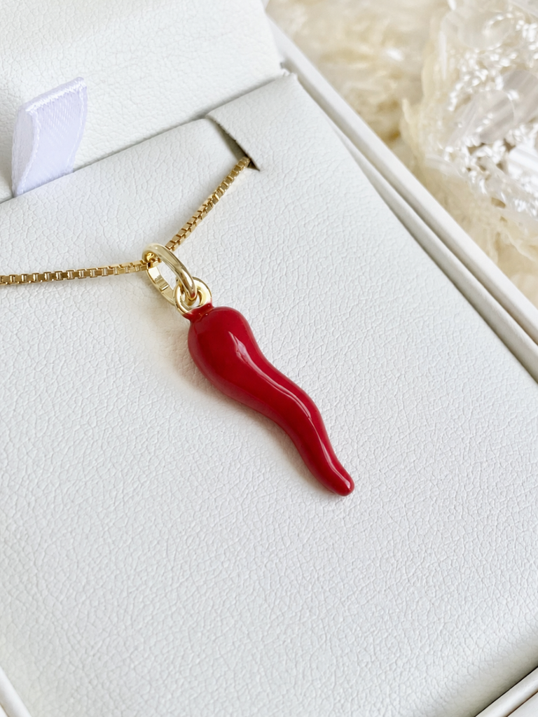 Siracusa Red and Gold Cornicello Necklace | Bella Luck Charms