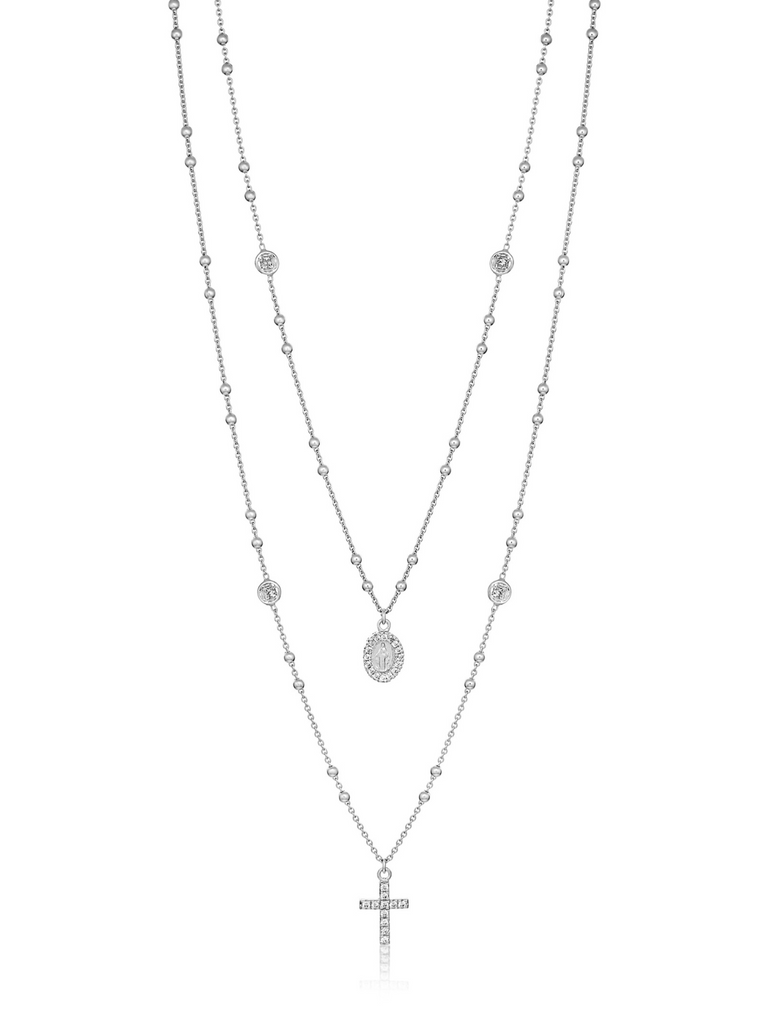 Assisi Silver Diamante Rosary Necklace | Bella Luck Charms