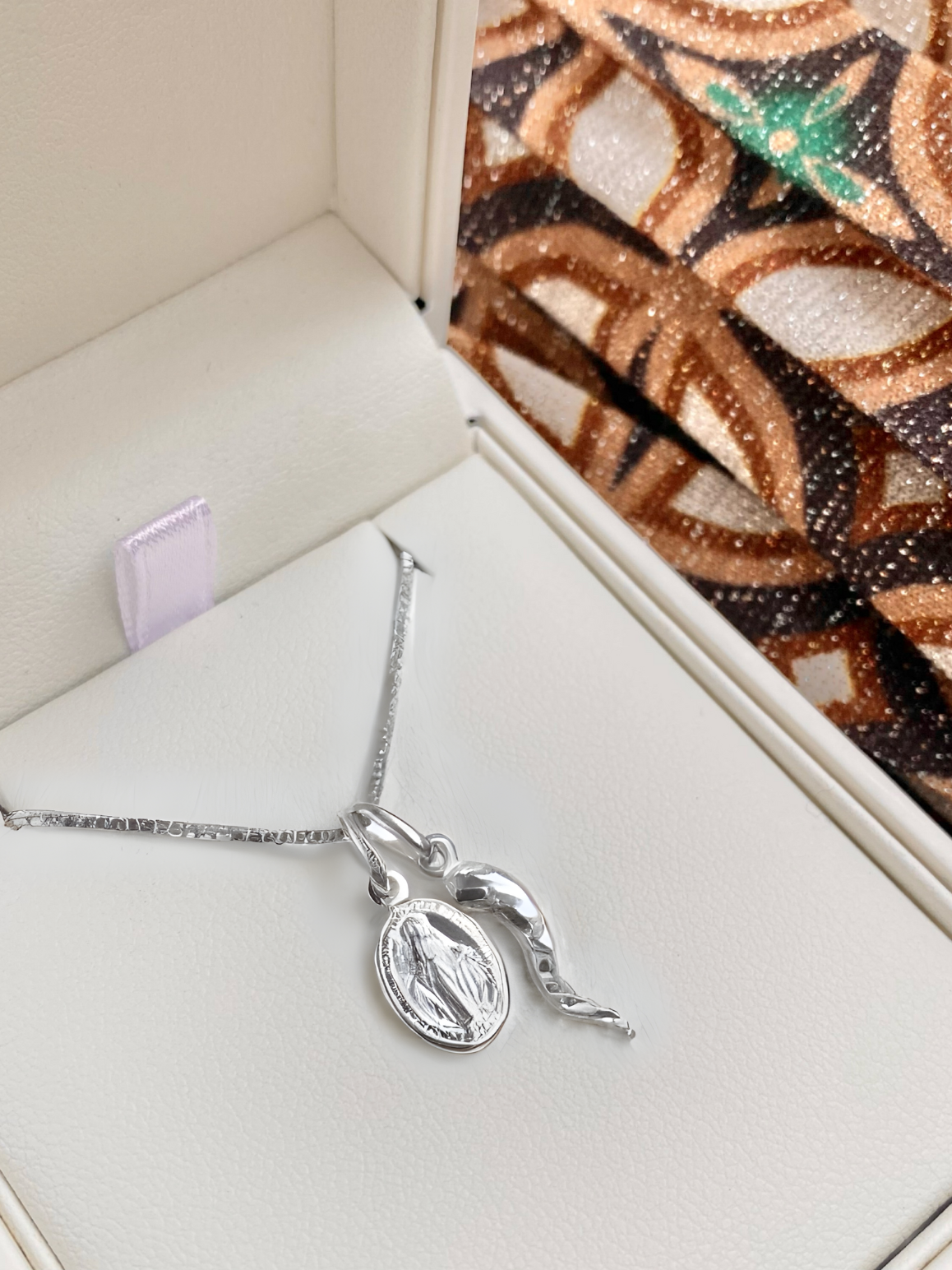 Palermo Silver Cornicello and Madonna Necklace | Bella Luck Charms