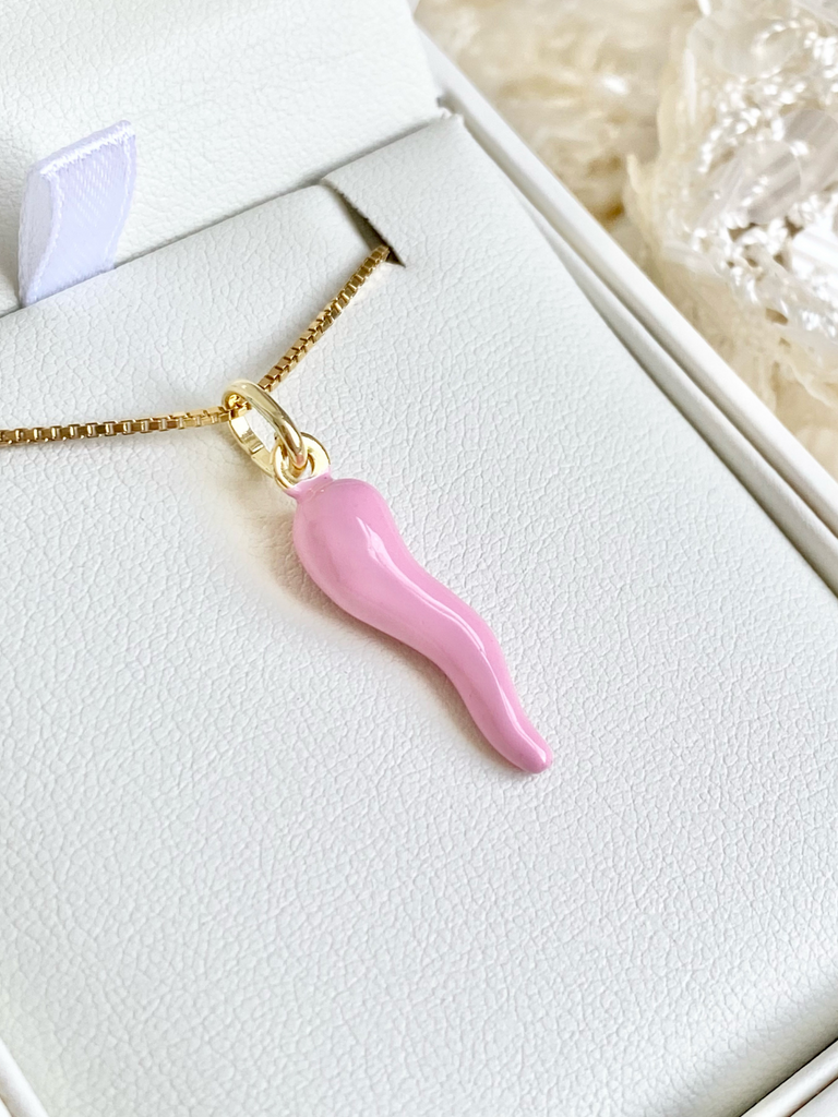 Siracusa Pink Cornicello Necklace | Bella Luck Charms