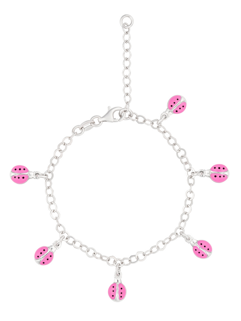  Bling Jewelry Good Luck Dangling Pink Ladybug Charm Bracelet  For Teen For Women .925 Sterling Silver Small Wrist 6 Inch: Link Charm  Bracelets: Clothing, Shoes & Jewelry