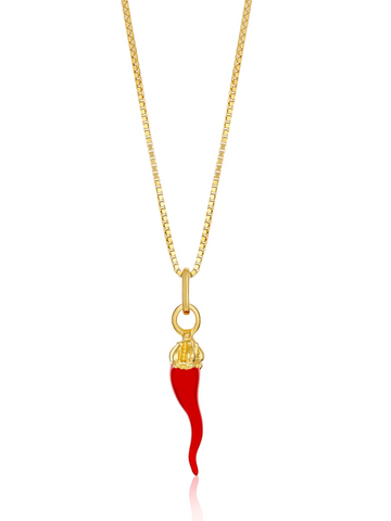 Dije Napolitano Cuerno Rojo Y Escudo Azul | Colgante Para Pulsera O Collar, Amuleto De La Suerte