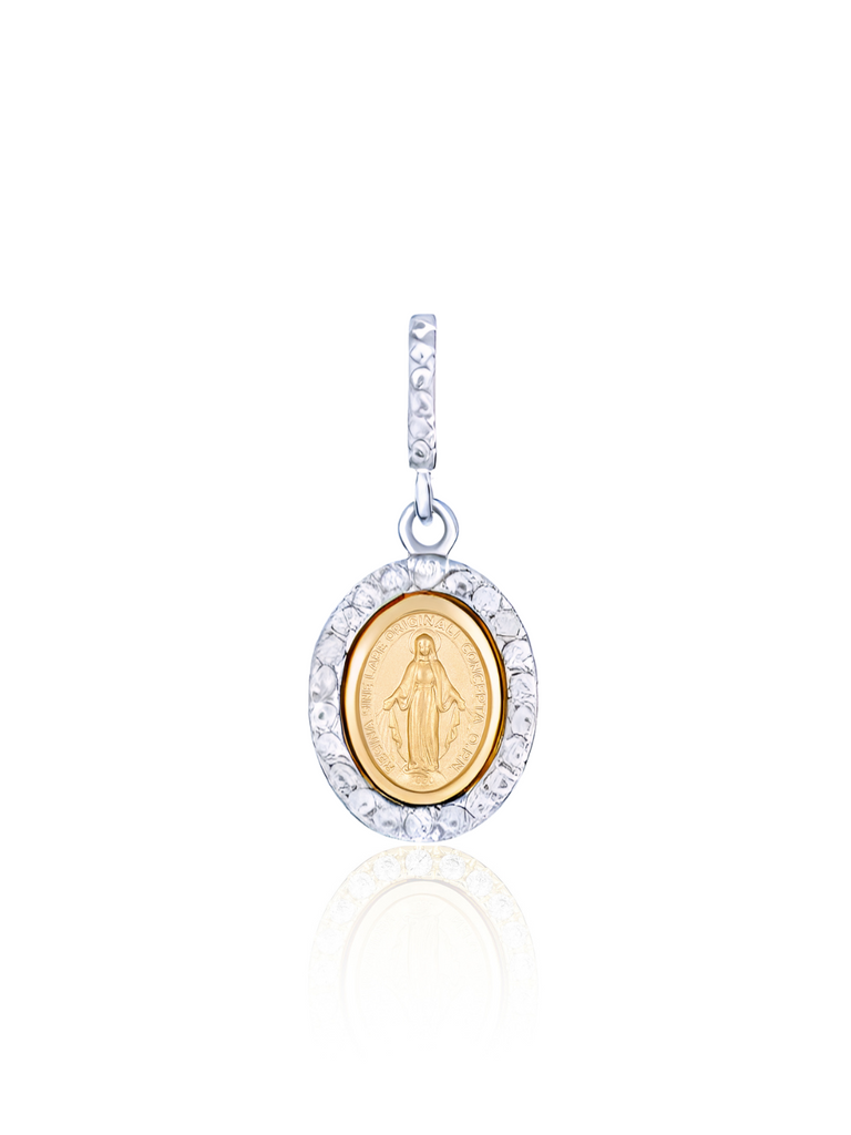 Madonnabella 18K Yellow, White Gold and Diamante Madonna Pendant | Bella Luck Charms