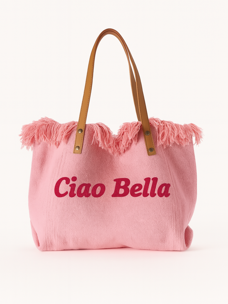 Ciao Bella Summer Canvas Tote Beach Bag | Bella Luck Charms