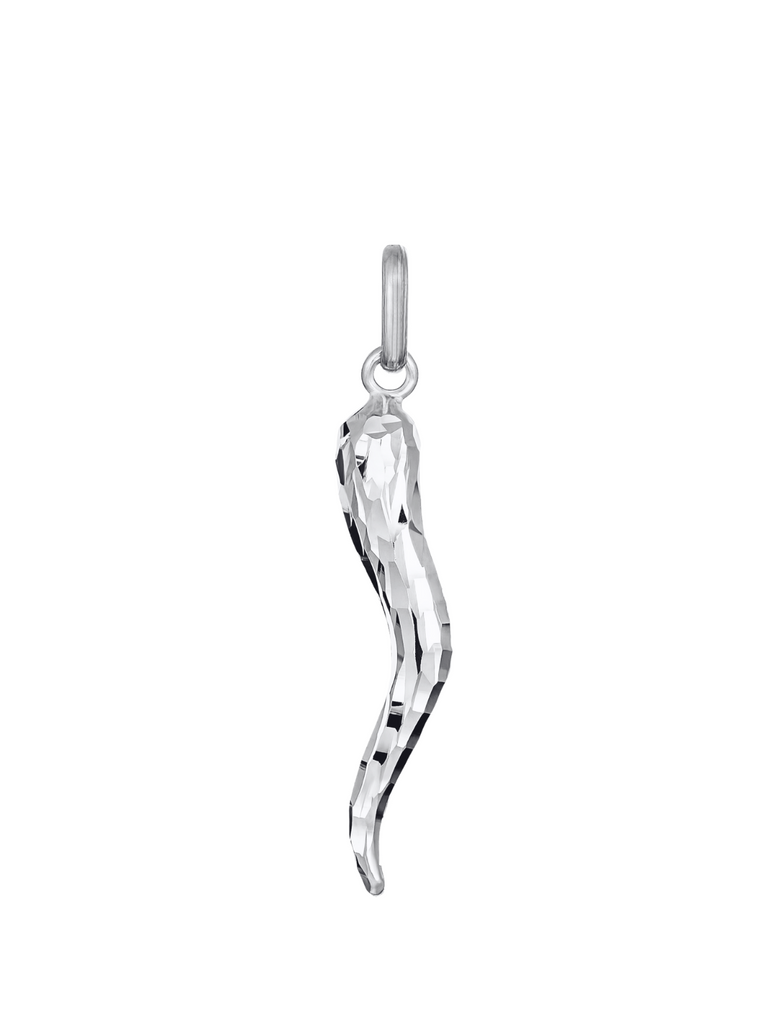 Vesuvio 18K White Gold Cornicello Pendant | Bella Luck Charms