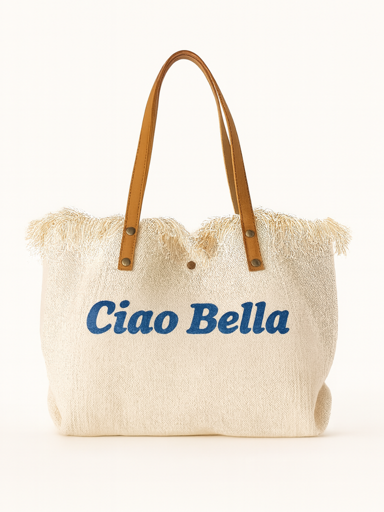 Ciao Bella Summer Canvas Tote Beach Bag | Bella Luck Charms