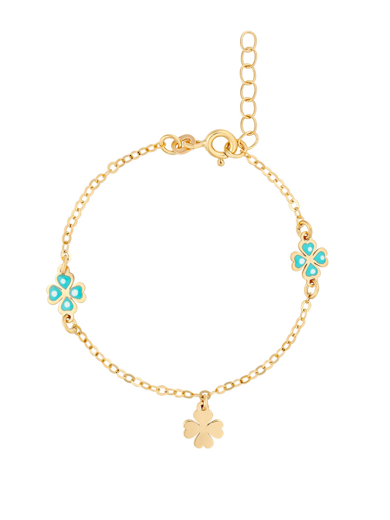 Cremona 18K Gold Four Leaf Clover Baby Bracelet | Bella Luck Charms