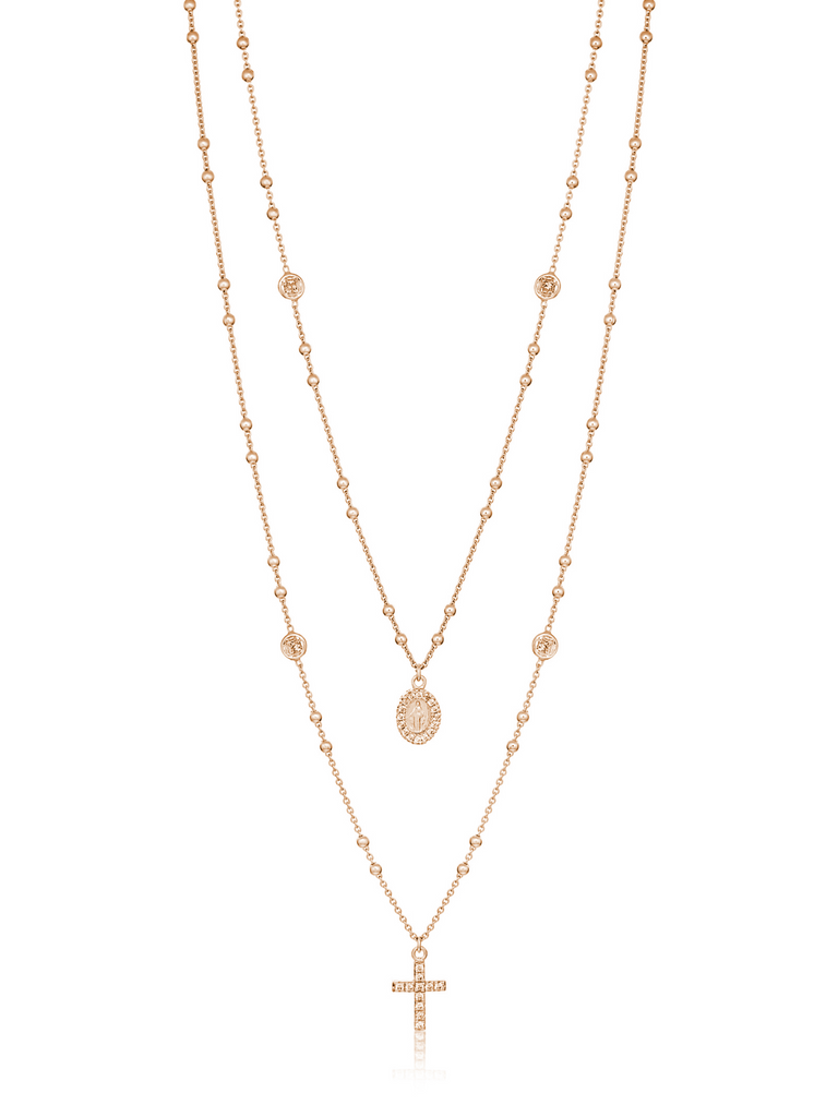 Assisi Gold Diamante Rosary Necklace | Bella Luck Charms