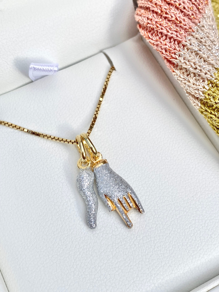 Glitterati Gold Cornicello and Hand Necklace | Bella Luck Charms