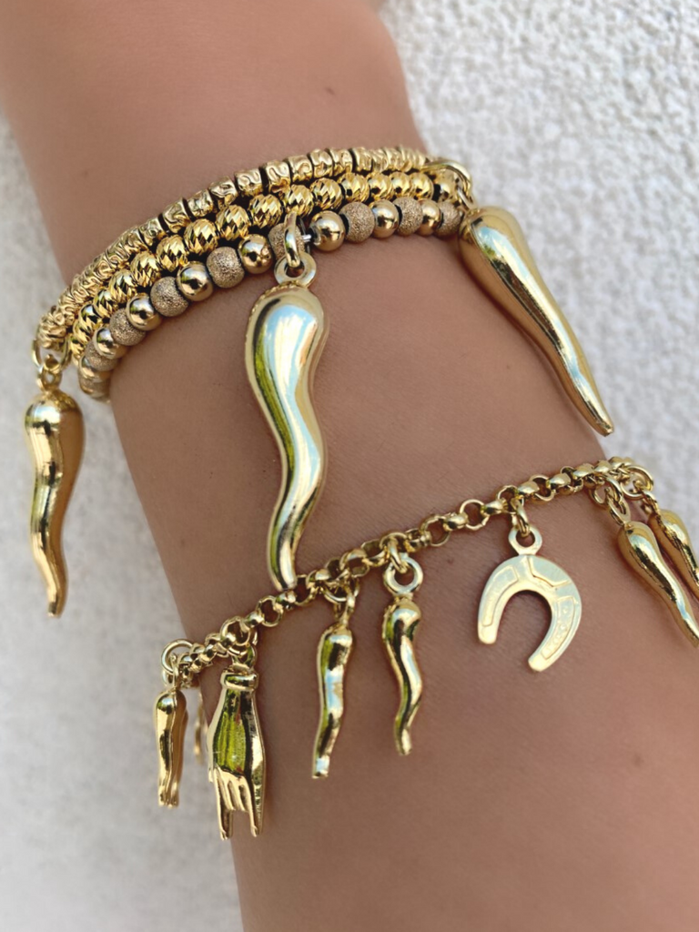 Rosetta Cornicello Charm Bracelet Gold Cornicello Bracelet
