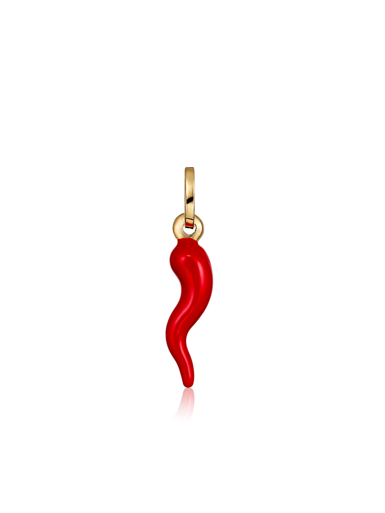 Piccolina Rosso 18K Red and Gold Cornicello Pendant | Bella Luck Charms