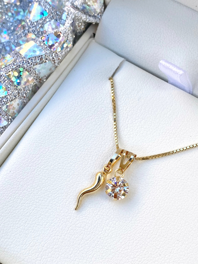Milano 18K Gold Cornicello and Diamante Necklace