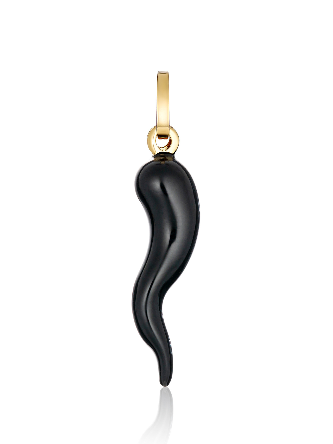 Nero 18K Gold and Black Cornicello Pendant | Bella Luck Charms