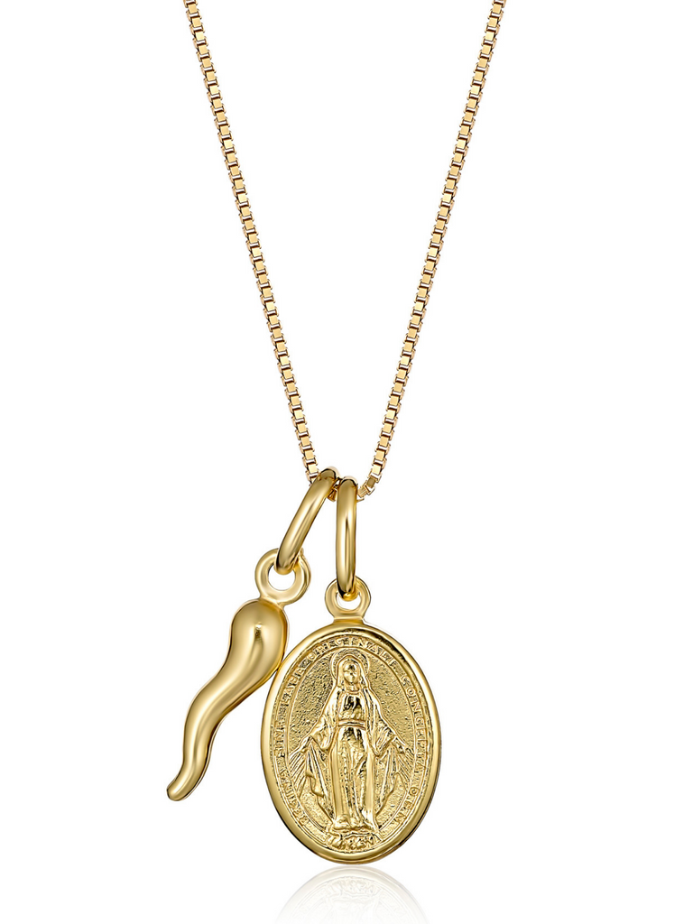 Cosenza Cornicello and Madonna Necklace