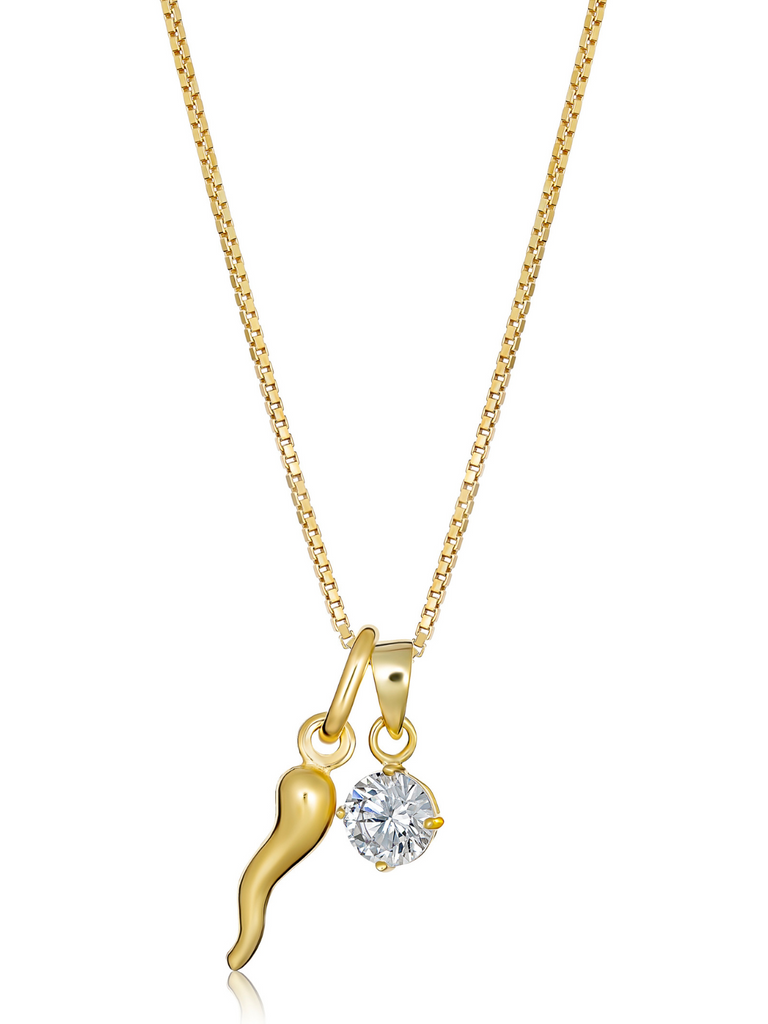 Genoa Cornicello and Diamante Pendant Necklace | Bella Luck Charms